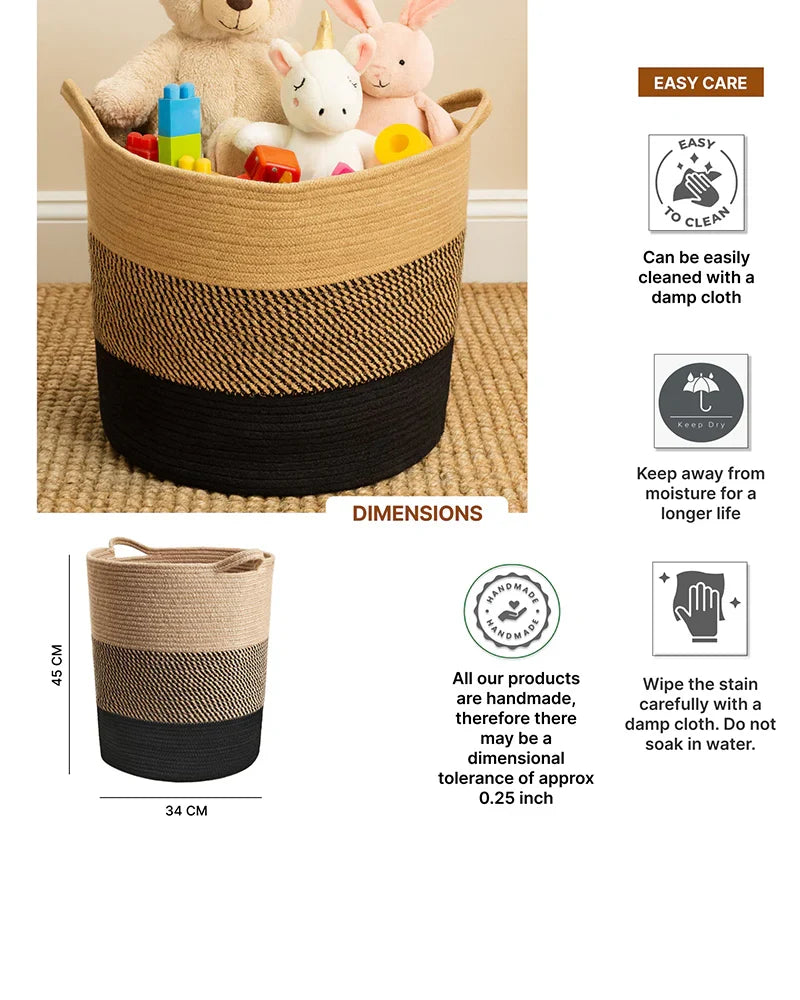 Jute Laundry Basket for Clothes and Toy Storage, Jute Storage Basket and Laundry Bag
