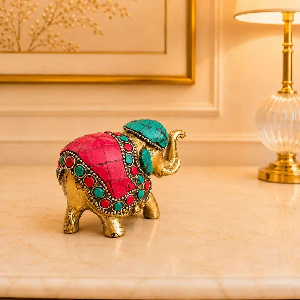 Brass Stone Work Elephant Statue Vedansh Craft