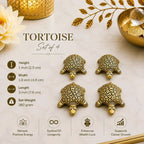 Brass Tortoise Vastu/Feng Shui Set Of Four (1 Inch) Vedansh Craft