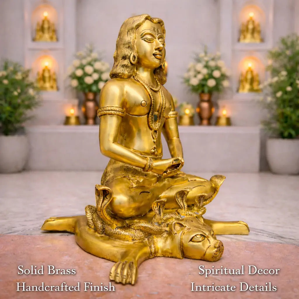 Brass Saint Gorakhnath Statue Sitting On Naag And Lion (14 Inch) Vedansh Craft