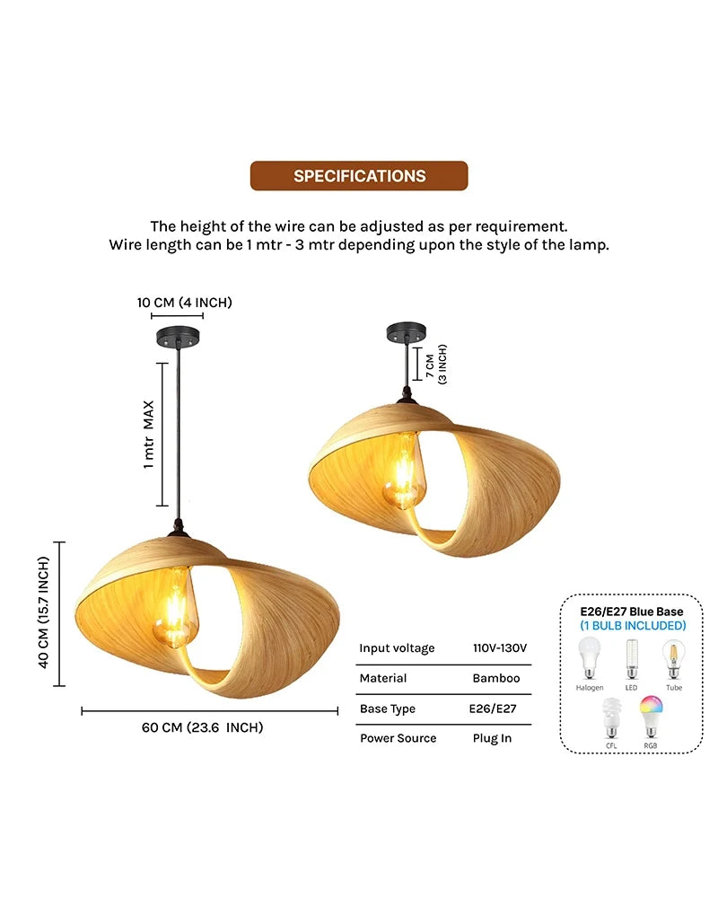 Handmade Bamboo Ceiling Lamp for Home Decor and Hall