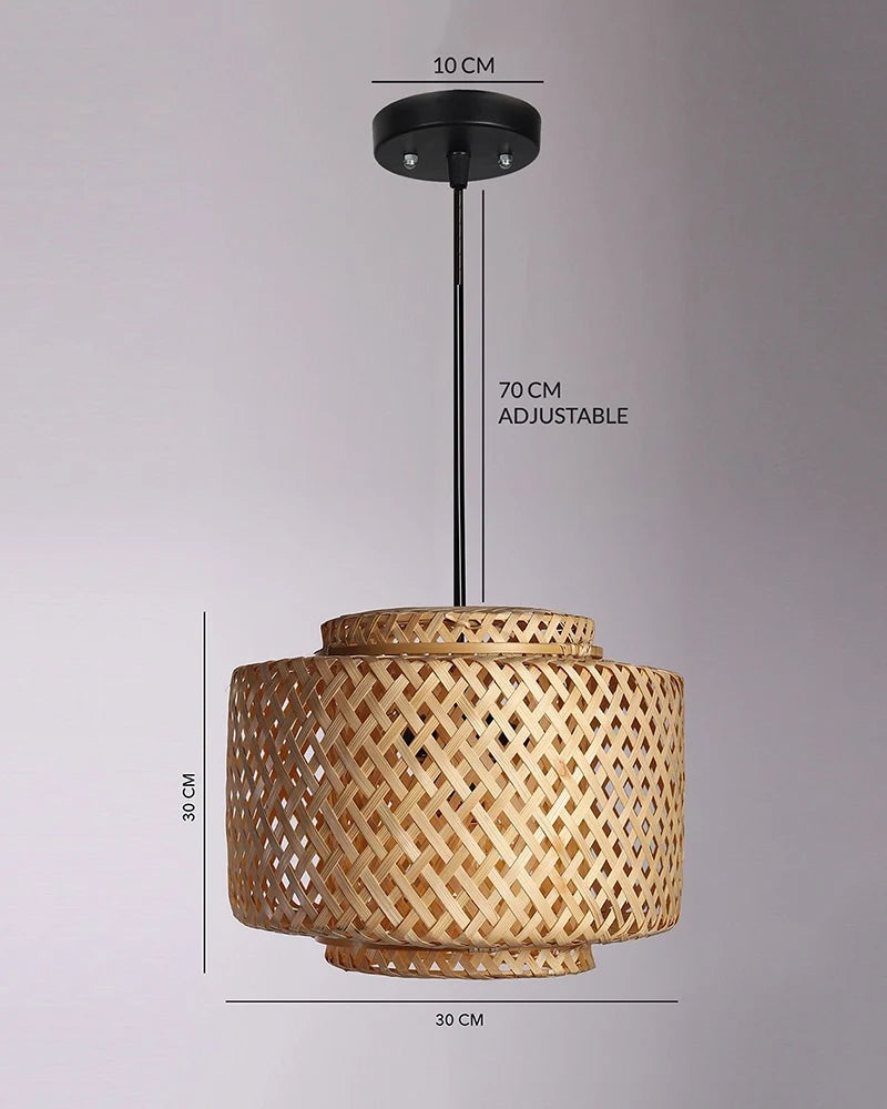 Elegant Cane Hanging Lamp for Living Space and Dining Area
