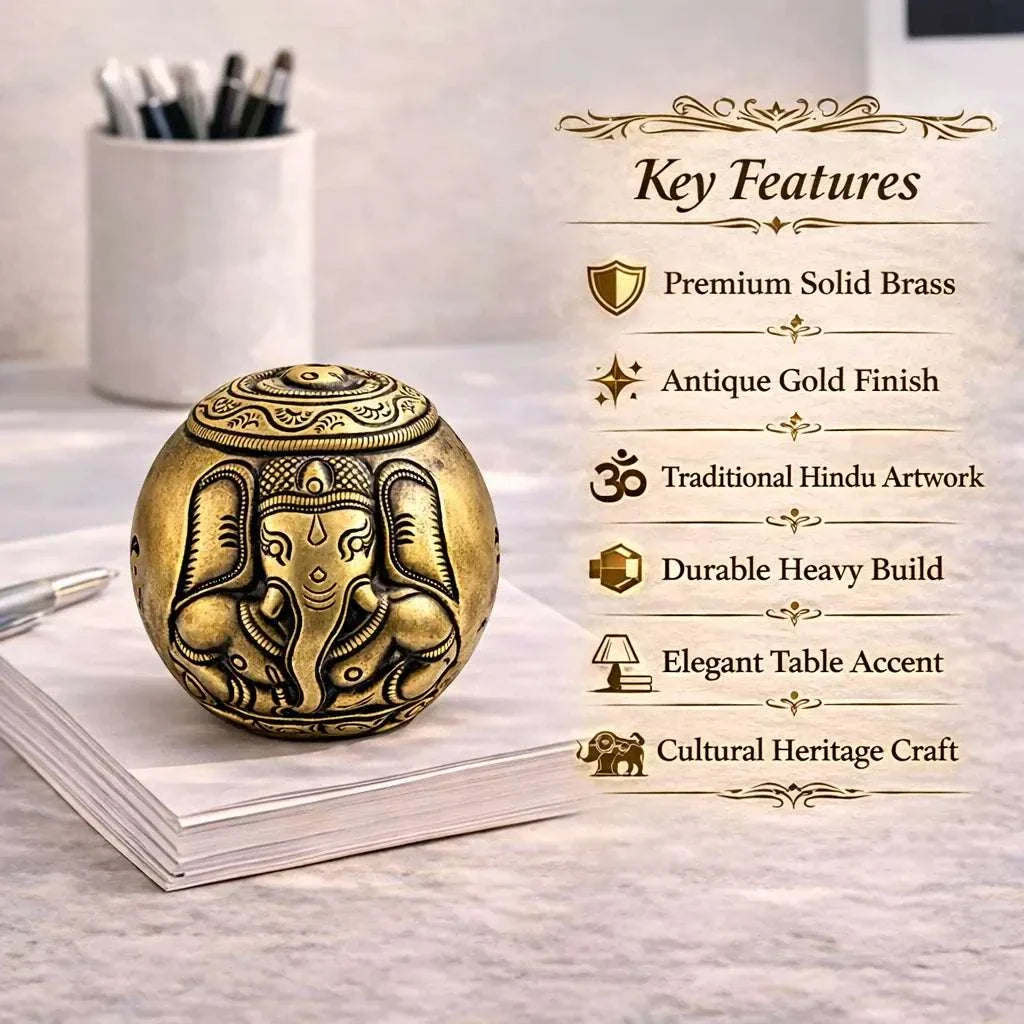 Brass Circular Paper Weight (3 Inch) Vedansh Craft