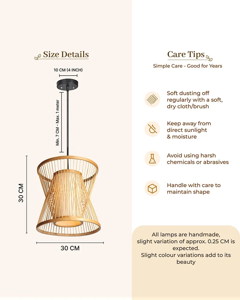 Natural Bamboo Ceiling Lamp for Dining Space and Home