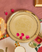 Engraved Brass Pooja Thali (Gold)