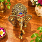 Brass Handcrafted Dhokra Elephant Statue With Bell (5.5 Inch) Vedansh Craft