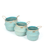 Set of 3 Rustic Belly Planter Basket for Boho-Inspired Interiors