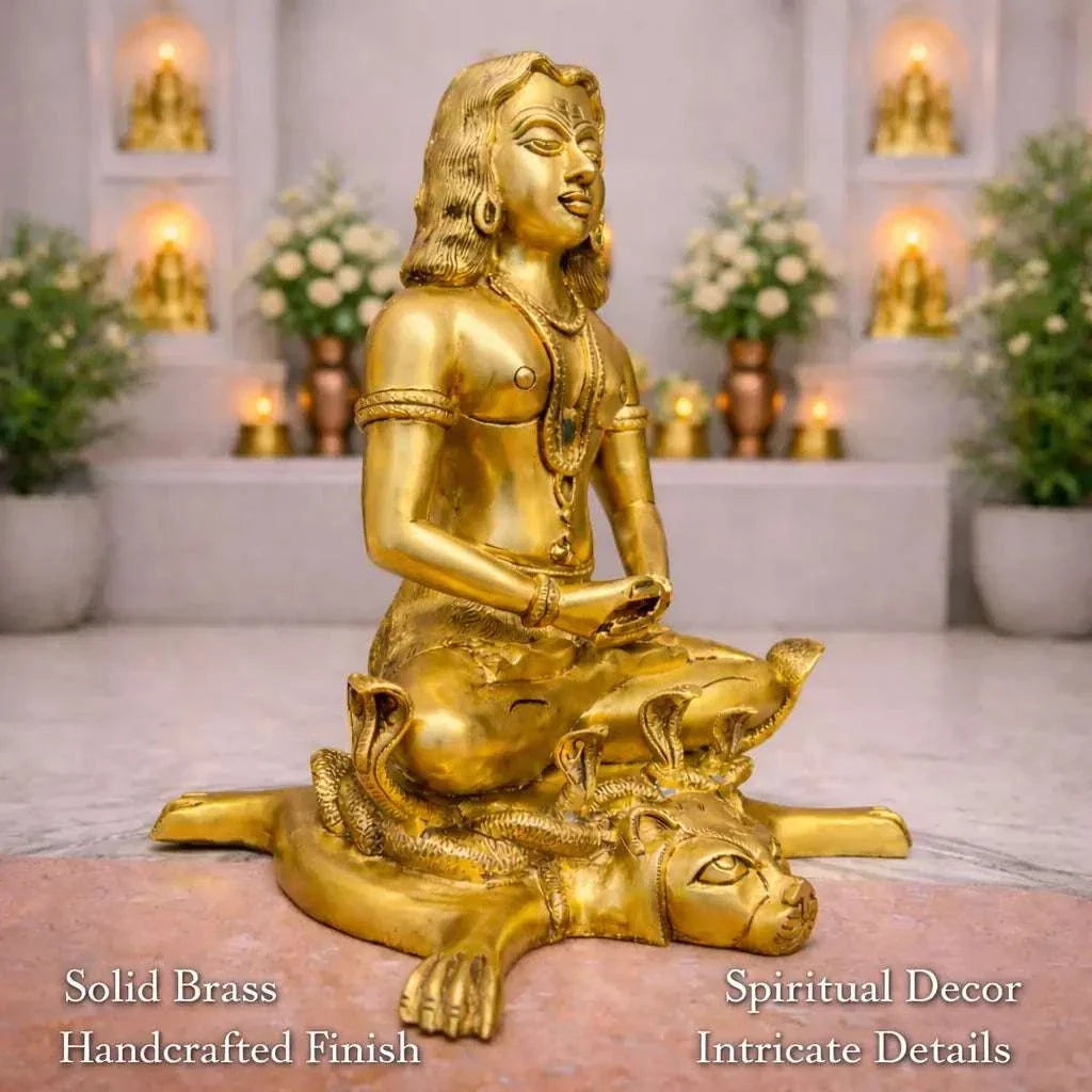 Brass Saint Gorakhnath Statue Sitting On Naag And Lion (14 Inch) Vedansh Craft