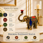 Brass Handcrafted Dhokra Elephant Statue (8.5 inch) Vedansh Craft