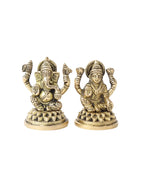Lakshmi Ji & Ganesha Brass God Idol Set for Pooja, Home Decoration & Auspicious Showpiece