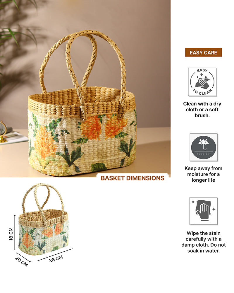 Natural Seagrass Picnic & Tiffin Basket for Beach, Park & Food Carry