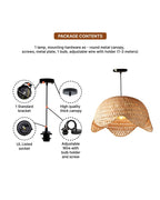 Handwoven Bamboo Ceiling Lamp for Living Room and Bedroom Decor