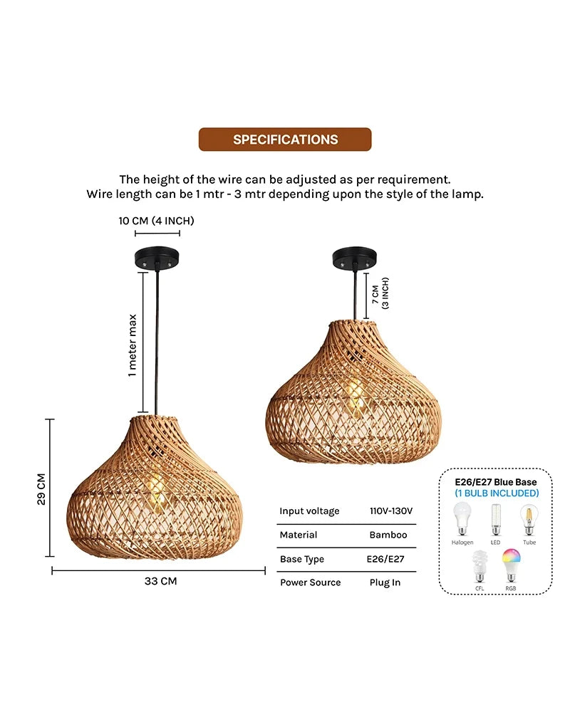 Stylish Rattan Hanging Light for Study Room and Living Room
