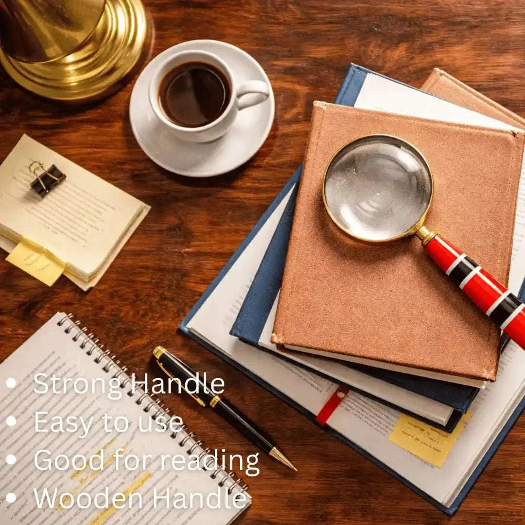 Brass Magnifying Glass With Wooden Handle Vedansh Craft