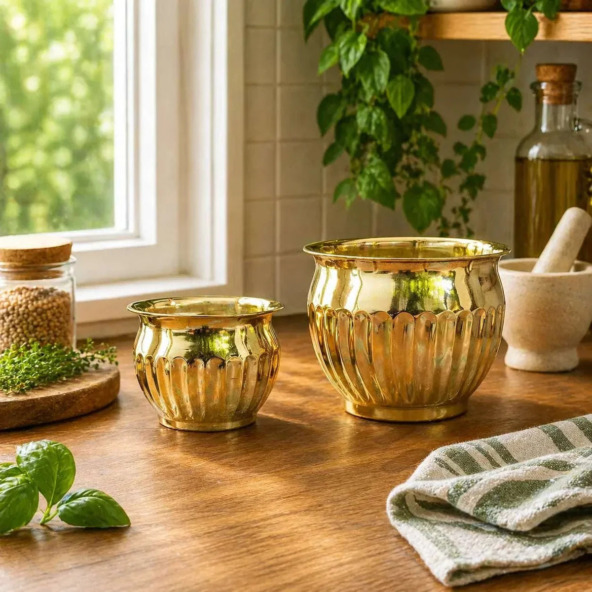 Brass Round Bucket Planter Pot (4 Inch) Vedansh Craft