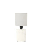 Marble Table Lamp with Linen Shade Warm Ambient Light