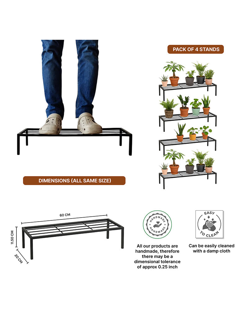 Set of 4 Metal Plant Pot Stands for Indoor and Outdoor Use, Durable Garden Plant Holder