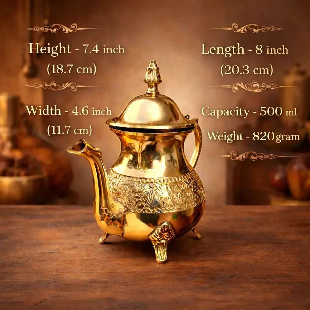 Brass Leaf Design Mughlai Tea Pot with Lid Vedansh Craft