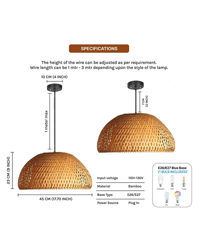 Natural Bamboo Pendant Lamp for Bedroom and Living Room