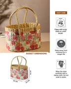 Portable Seagrass Tiffin & Picnic Basket for Travel, Lunch & Picnic Trips