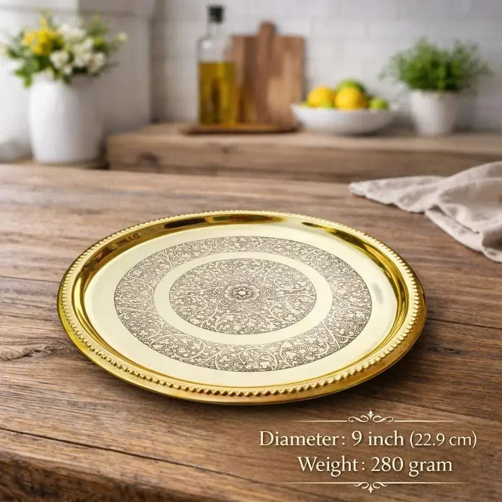 Brass Thali (9 Inch) Vedansh Craft