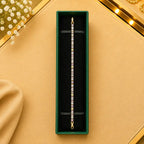 Thin Linear CZ Tennis Bracelet for Women | Gold-Tone Clasp, Gift Box Vedansh Craft