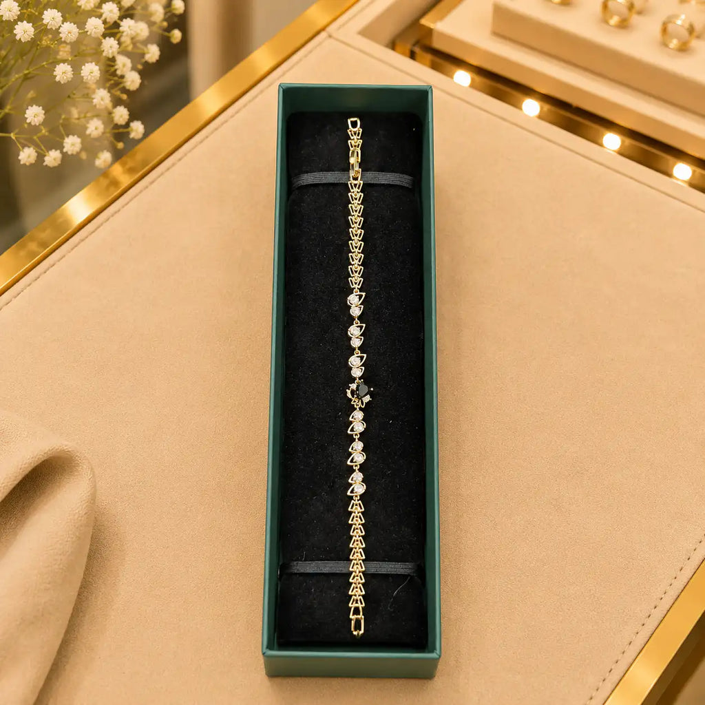 Leaf & Vine Tennis Bracelet for Women | CZ Stones, Gold-Tone Clasp Vedansh Craft