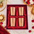 Copper Glass Set of Four With Gift Box/Hamper (3.5 Inch) Vedansh Craft