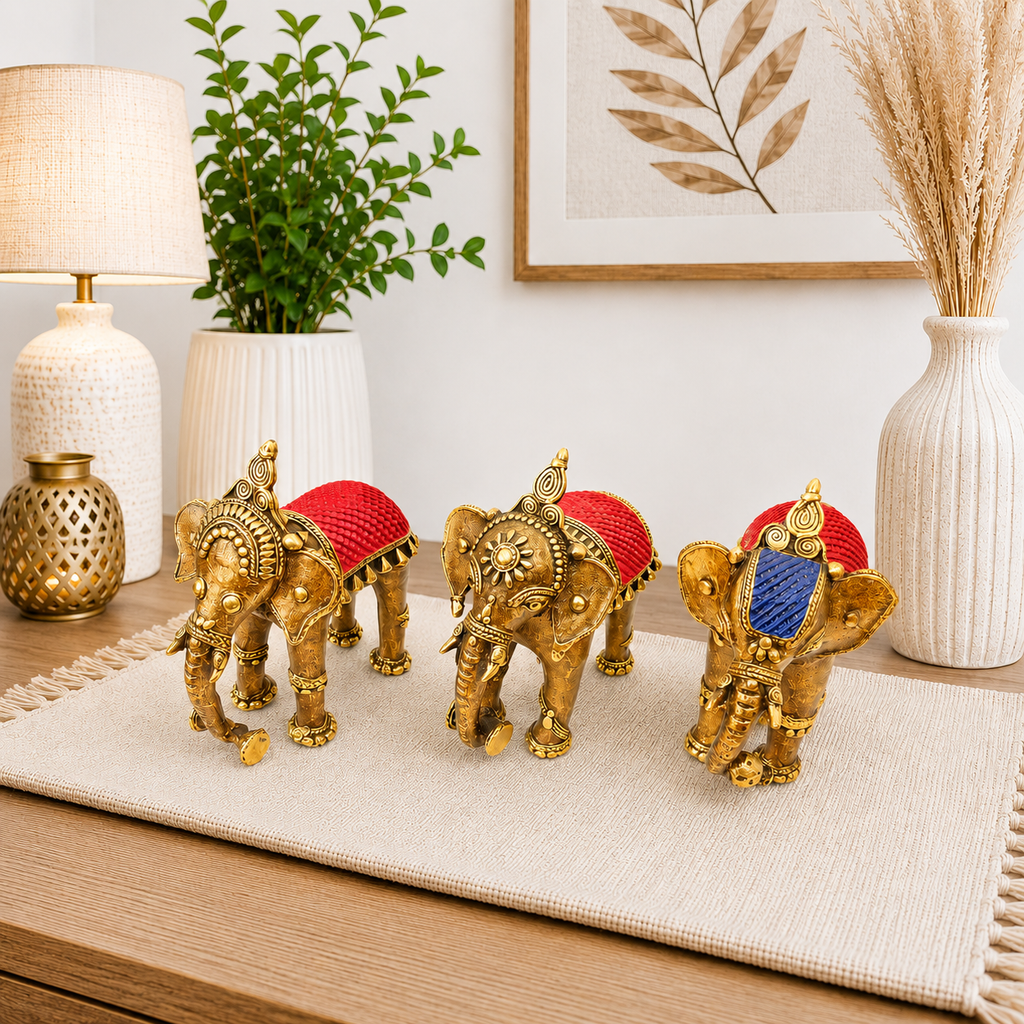 Brass Handcrafted Dhokra Elephant statue Vedansh Craft