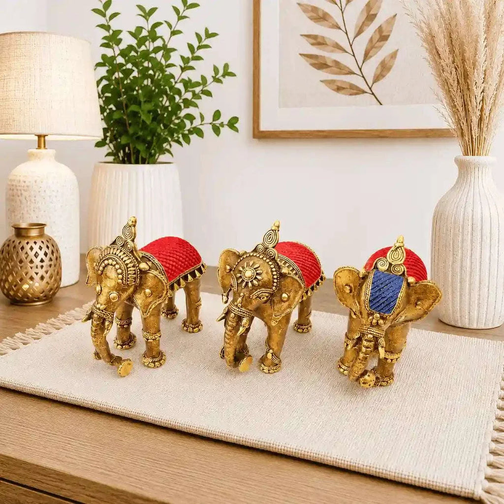Brass Handcrafted Dhokra Elephant statue Vedansh Craft