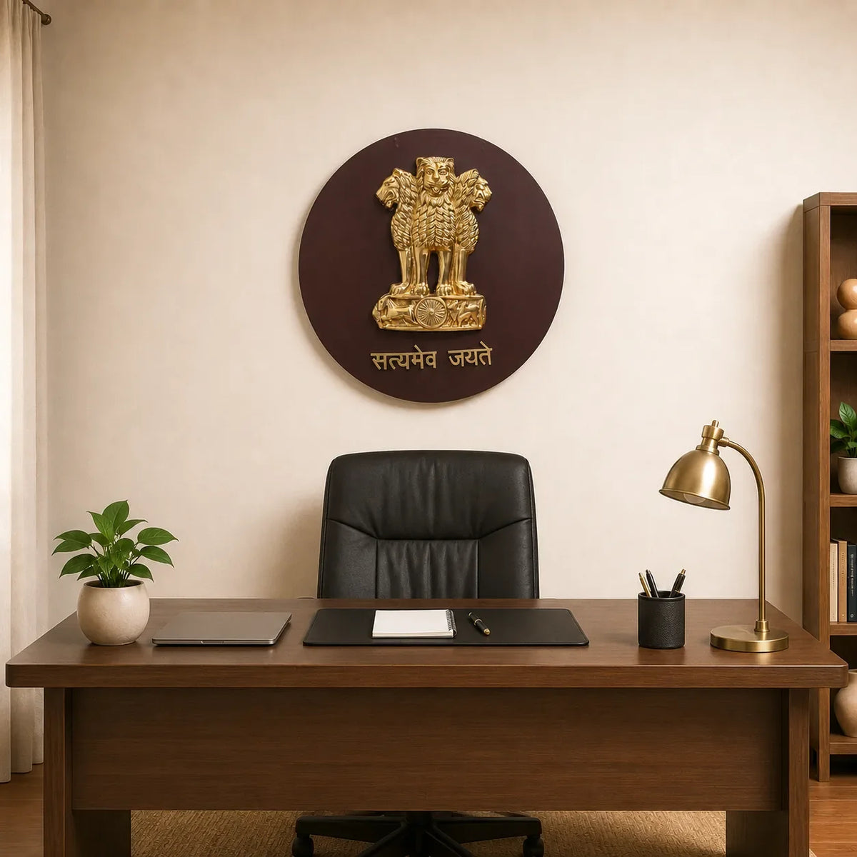 Brass Ashok Stambh With Wooden Base Wall Hanging Vedansh Craft