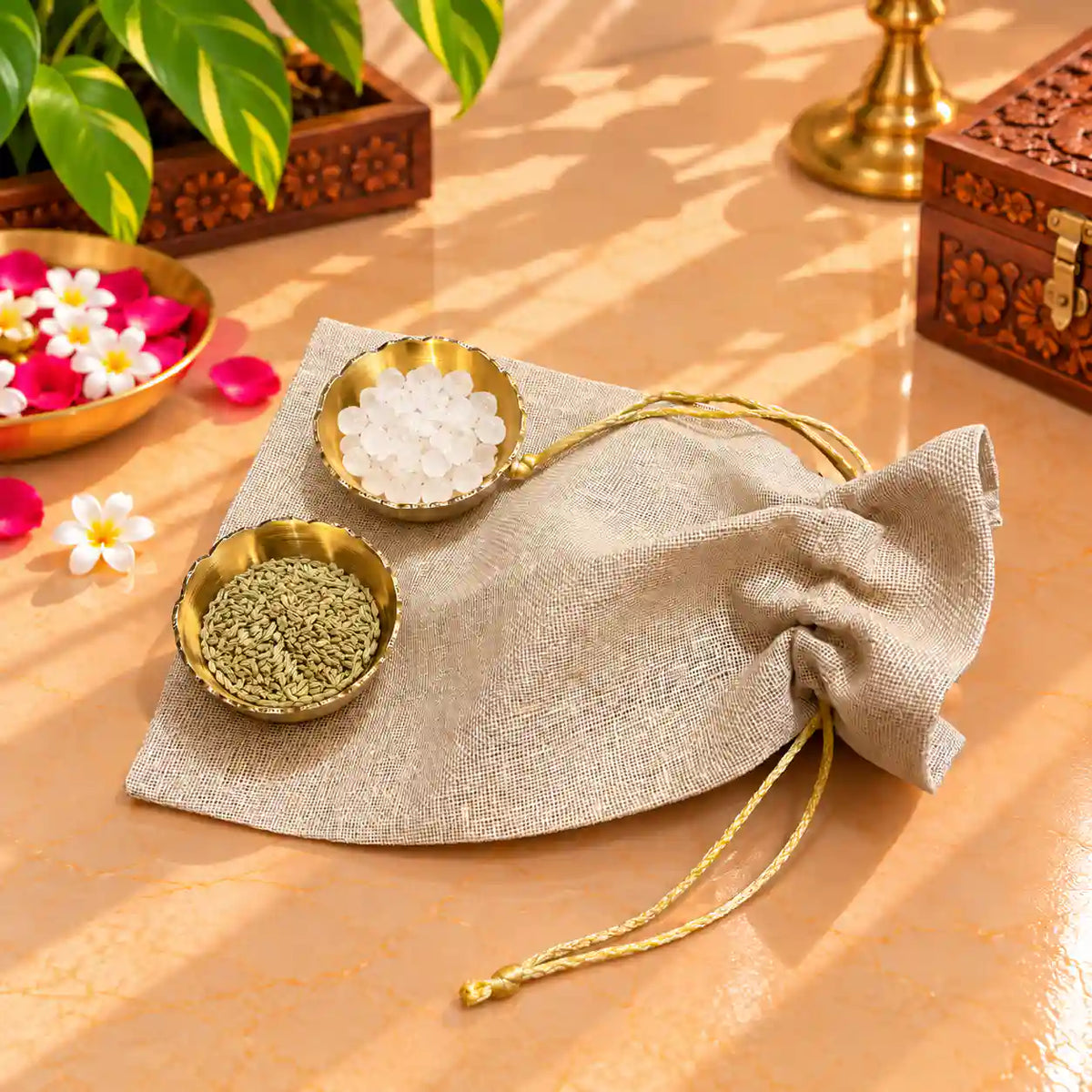 Brass Pooja Potli Gift Hamper: Bulk Corporate Gifting Vedansh Craft