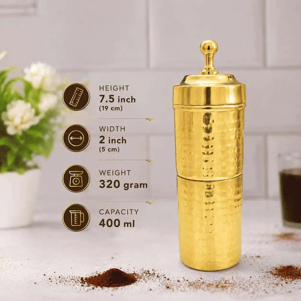 Brass Hammered Coffee Filter Machine (7.5 Inch) Vedansh Craft