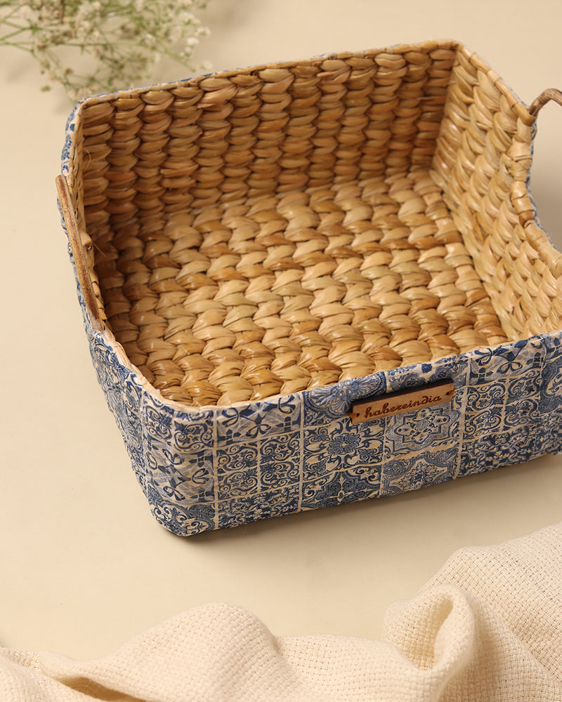 Rustic Handmade Seagrass Handle Basket for Gifts, Storage, and Everyday Organization