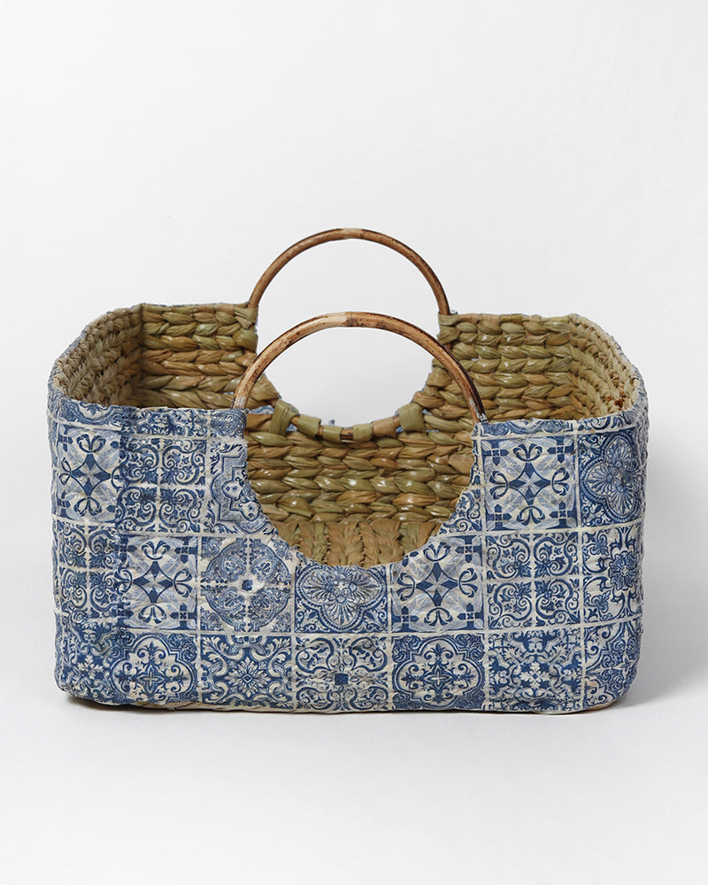 Rustic Handmade Seagrass Handle Basket for Gifts, Storage, and Everyday Organization