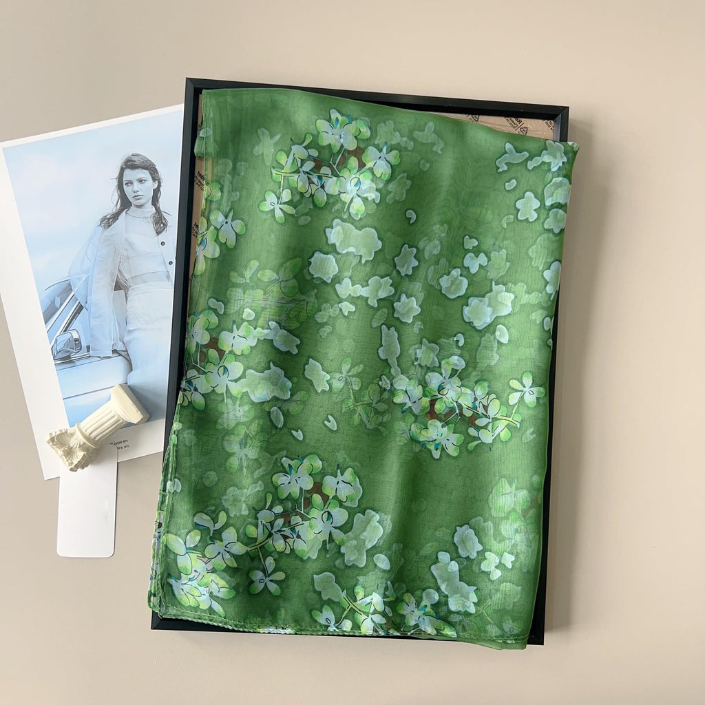 CrossKulture Floral Print Chiffon Scarf - 185 x 135 cm, Lightweight, Soft, Satin Feel, Women Accessory (Colour10)
