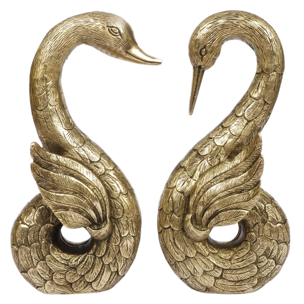 ARTVARKO Brass Swan Pair Statue Duck Pair Idol Vaastu Love Couple Decorative Home Interior Décor Item Feng Shui Handcrafted (LxBxH 9x4x9.5 Inches,4.7Kg)