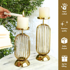 Behoma Metal Pillar Candle Holder Stand with Gold Finish - Small & Large