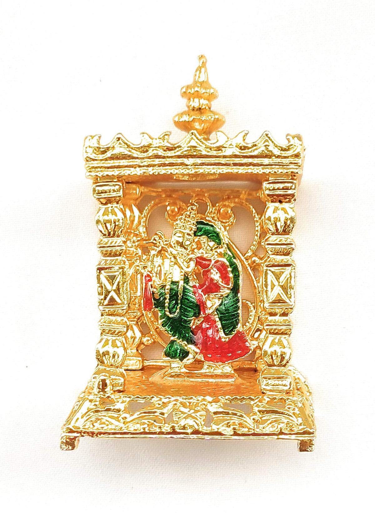 Chircrafts Radha Krishna Temple/Home Mandir- Metal Plated Especially for Diwali Puja and Gift Purpose(H 2 x L 1 x W 1) inches,Combo -3