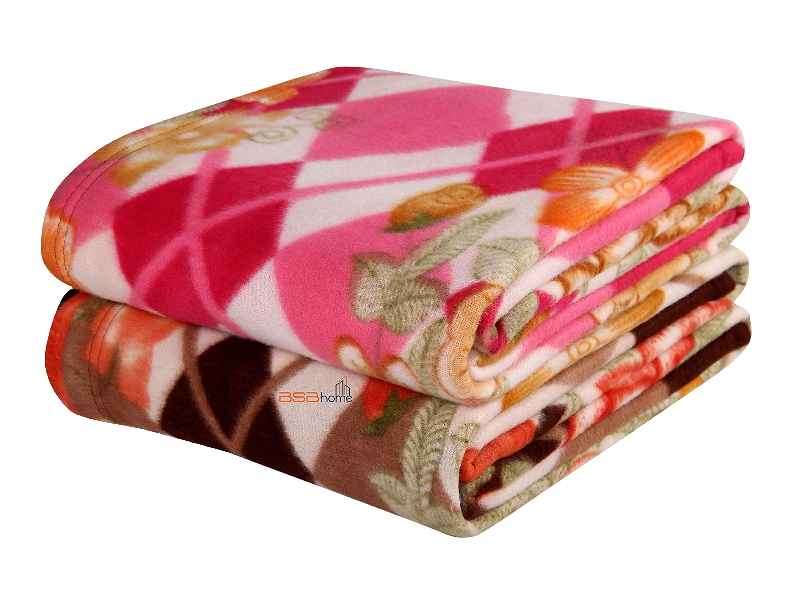 BSB HOME® All Season Miltipurpose Polar Fleece Blanket Combo| Assorted Multicolour Lightweight Blanket | Set of 2, 60x90 inches, Green Kafalo