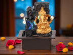 KridayKraft Ganesh Waterfall Design Table top Colour Changing Lights Fountain Polyresin Showpiece for Home Garden Living Room Decor Decoration Gift Items, 30 CM 1.3 kg