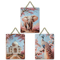 Artvibes Contemporary Indian Folk Fusion Art Decorative MDF Wooden Wall Art for Home | Wall Sculpture | Signs & Plaques | Handcrafted Art | Artwork | Wall Poster | Ideal Gifts (WH_9653N), Set of 3