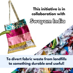 Arani Eco Upcycled Cotton Carry Bag | 13 * 15 inch | Reversible | Perfect for gifting | Made with fabric pieces from textile production | Created by senior design professionals at Swayam India