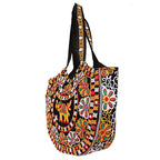 Craft Trade Women's Cotton Tote Bag with Zip 46x30x12 Cm Embroidered Shopping Bag Elephant Design - Black