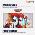 VIBECRAFTS Canvas Paintings for Living Room Drawing Room Abstract Art Wall Painting of Radha Krishna Fitted with Wooden Frame for Home|Office|Gift(PTVCH_2295NV)