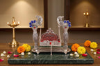 KridayKraft Silver Plated Peacock Designer Jhula for Laddu Gopal/Krishna Idol | Decorative Metallic Swing for Home Temple, Puja, Janmashtami Decor & Gifting