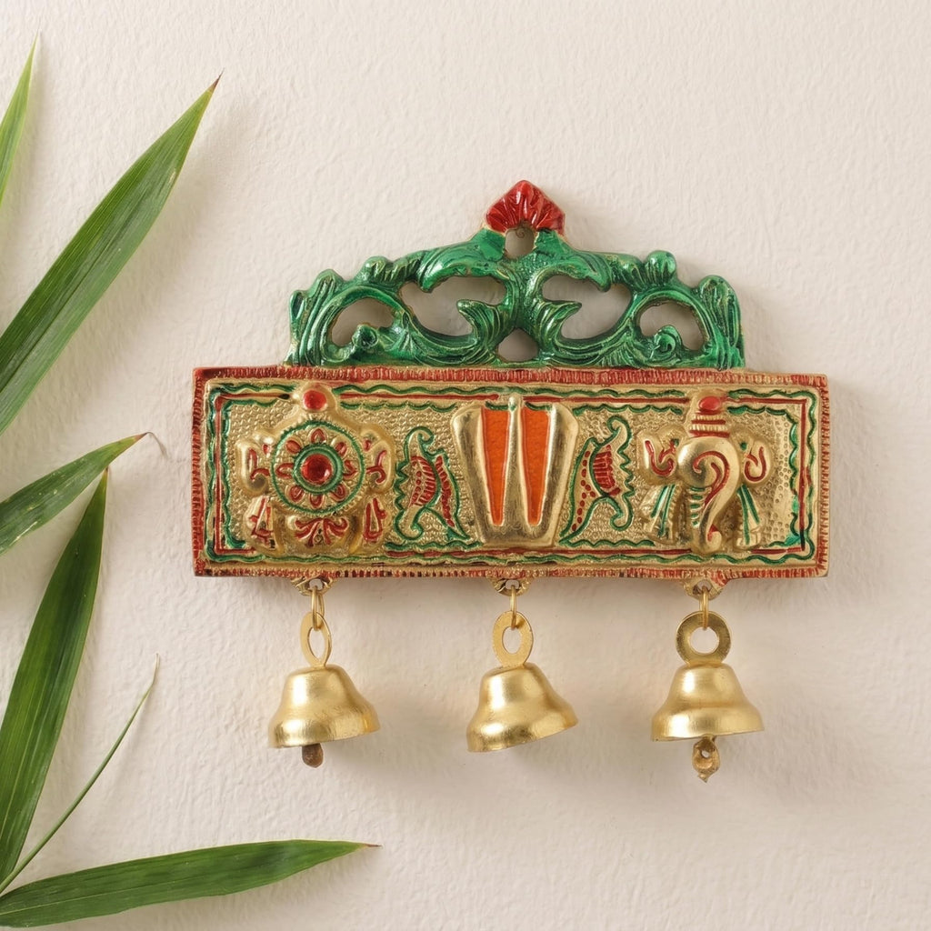 KridayKraft Tirupati Door Hanging Shankh Chakra Namah Latkan Meenkari Decorative for Home,Office & Room,Also Gift for House Warming