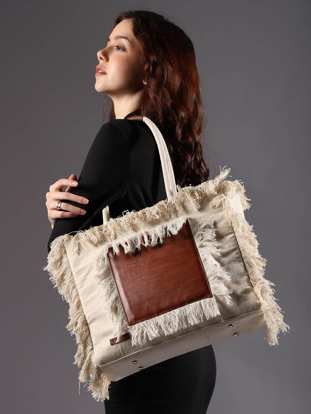 ENSAC Premium Cotton Tote Bag for Women, Stylish Handbag for women with Zip Closure | Fit for Office Bag, College, Travel Use | Handcrafted in India
