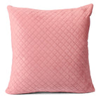 STITCHNEST Quilted Velvet Cushion Covers Set of 2 | Soft Peach | 16x16 Inches | Premium Sofa & Living Room Décor