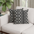 HUESLAND Premium Cotton Cushion Cover 16 x 16 inch Set of 2 | Decorative Throw Pillow Covers for Sofa, Living Room & Bedroom | Geometric Black